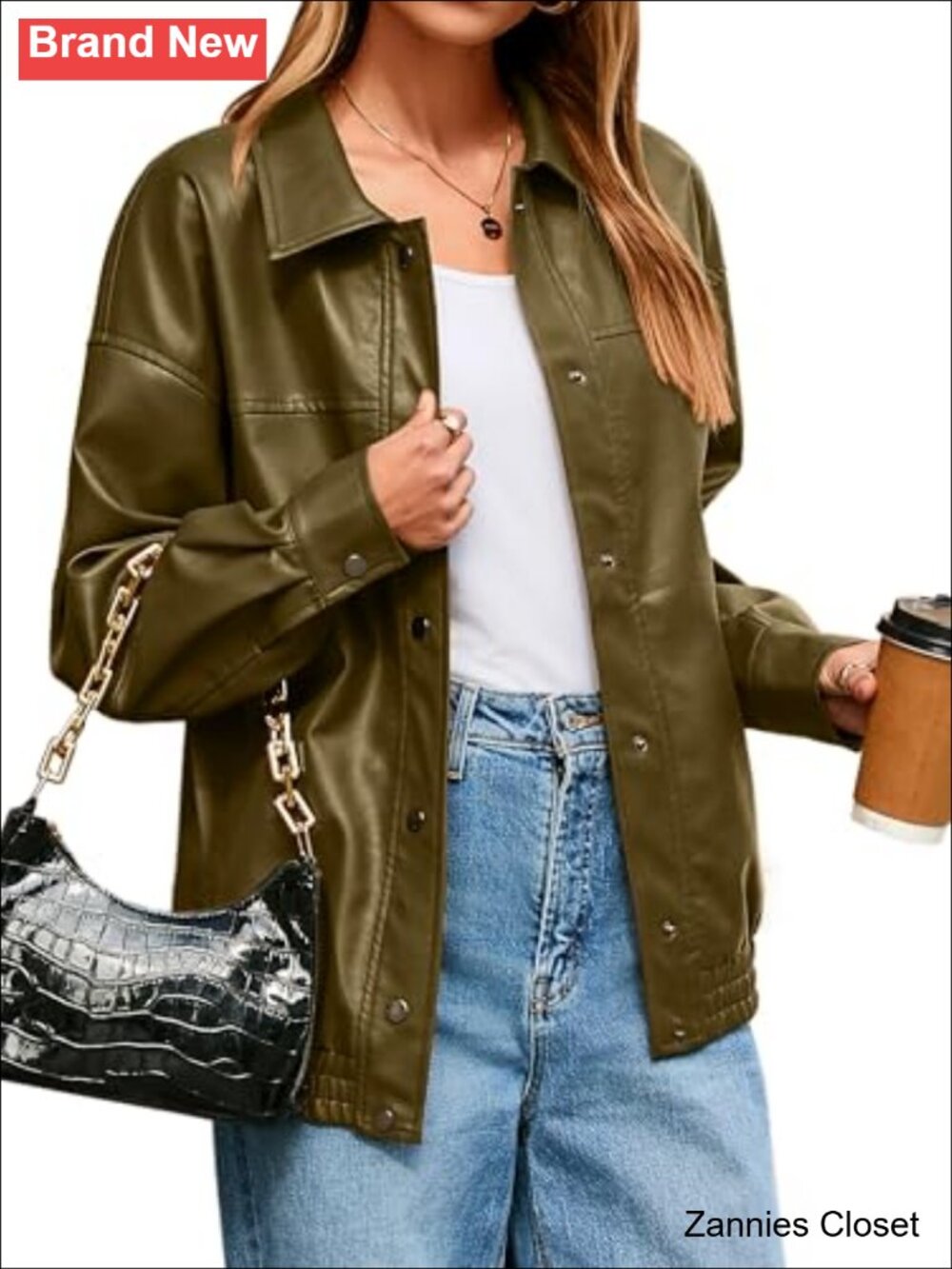 ✨ Faux Leather Jacket Loose Fit Button Down Motorcycle Bomber Fall Winter Coat
